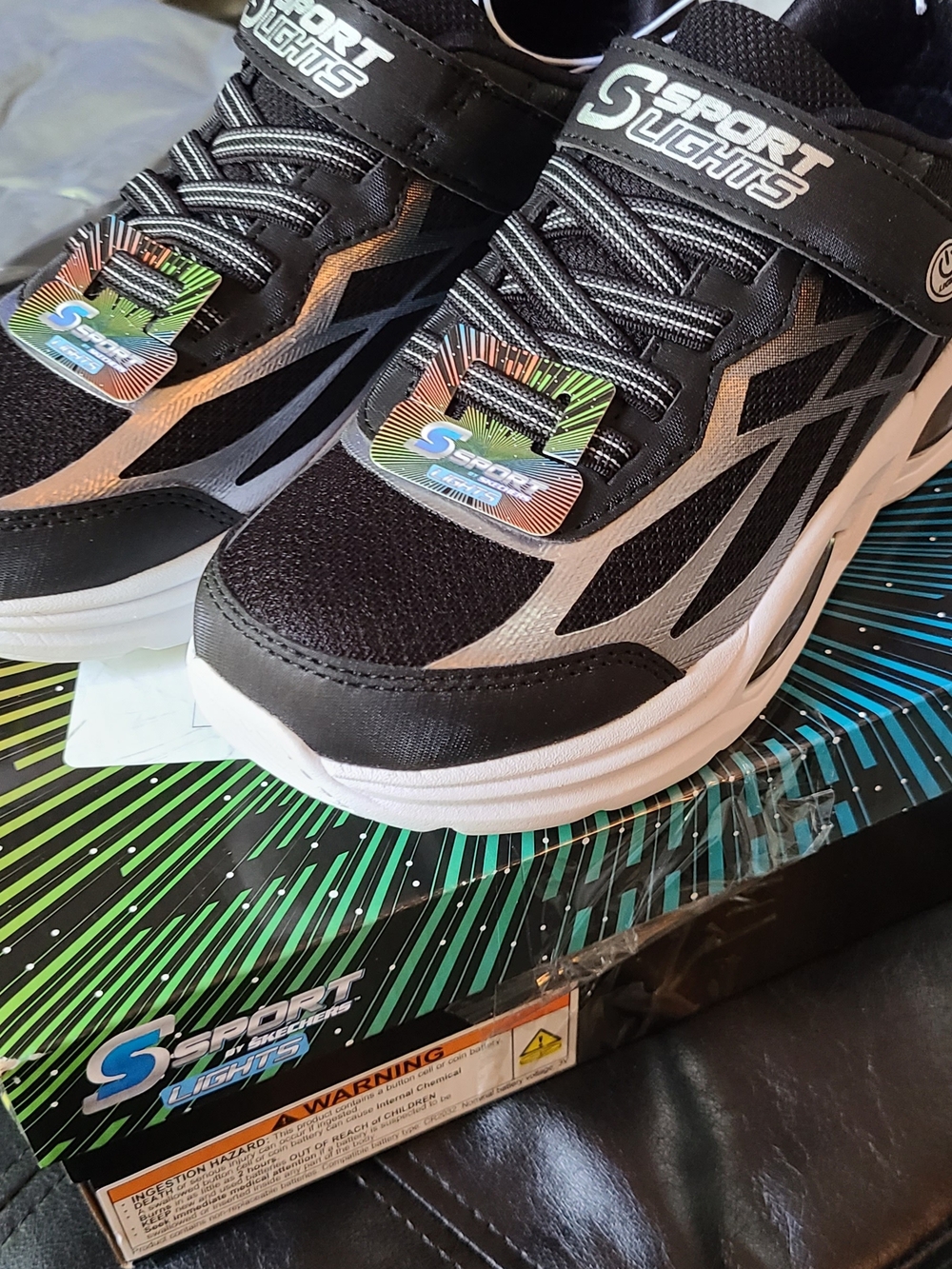Skechers Kids Black and Gray Light-Up Sneakers Size 2